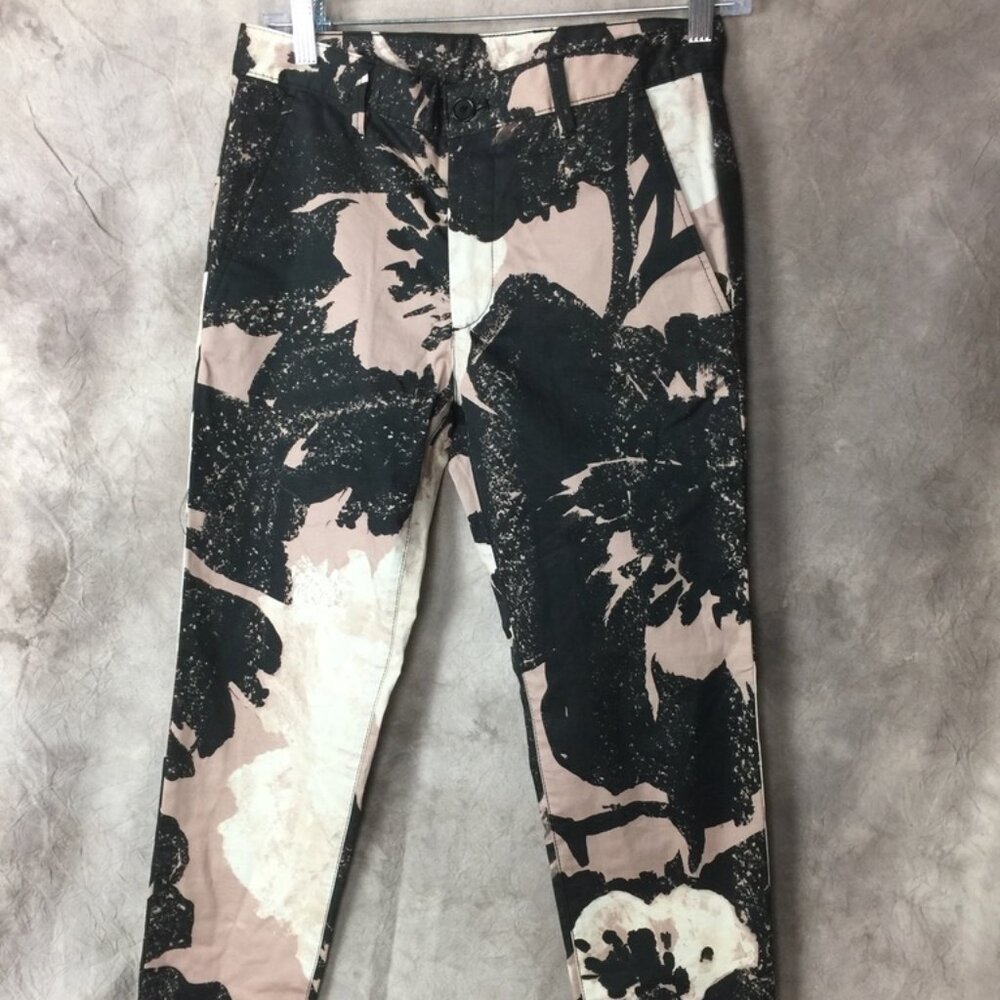 Zara Women’s Black Pink Floral Printed Chino Causal Pant Size 29